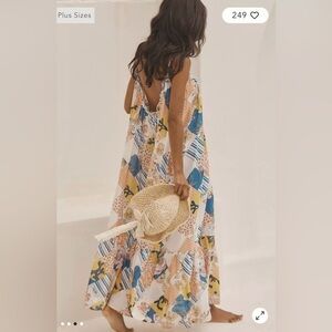 NWT Size MP (P2P 23.5")  - The Malika Printed Low-Back Maxi Dress (Cream)